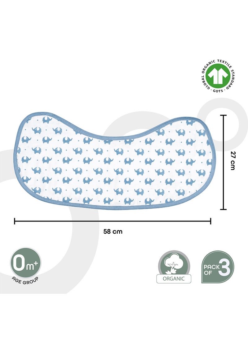 Moon Organic Burpy Cloth (8 Layer)-Bunny Elephant And Blue - Image 3