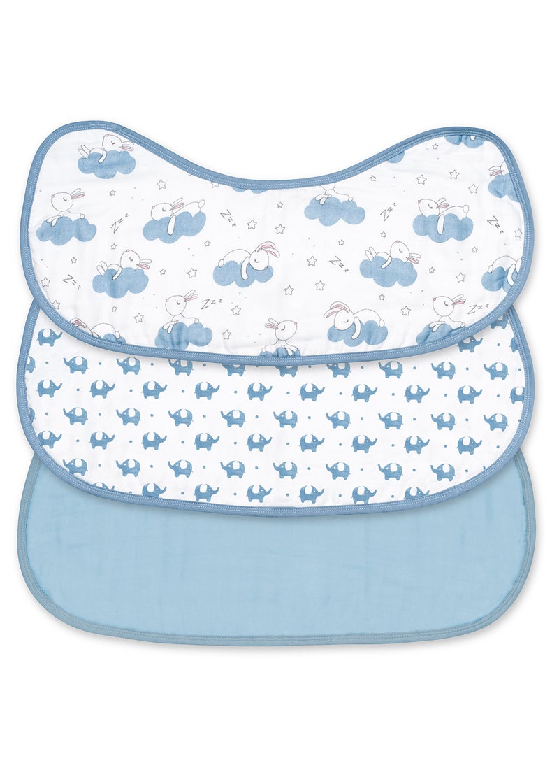 Moon Organic Burpy Cloth (8 Layer)-Bunny Elephant And Blue - Image 1