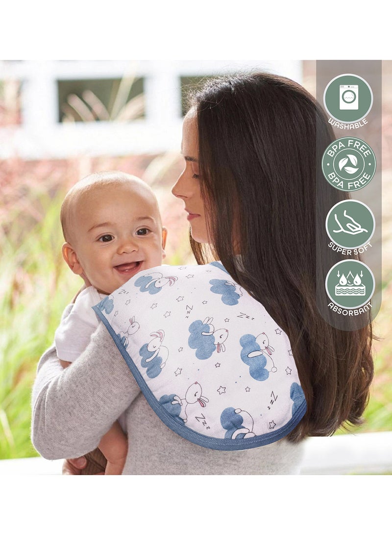 Moon Organic Burpy Cloth (8 Layer)-Bunny Elephant And Blue - Image 4