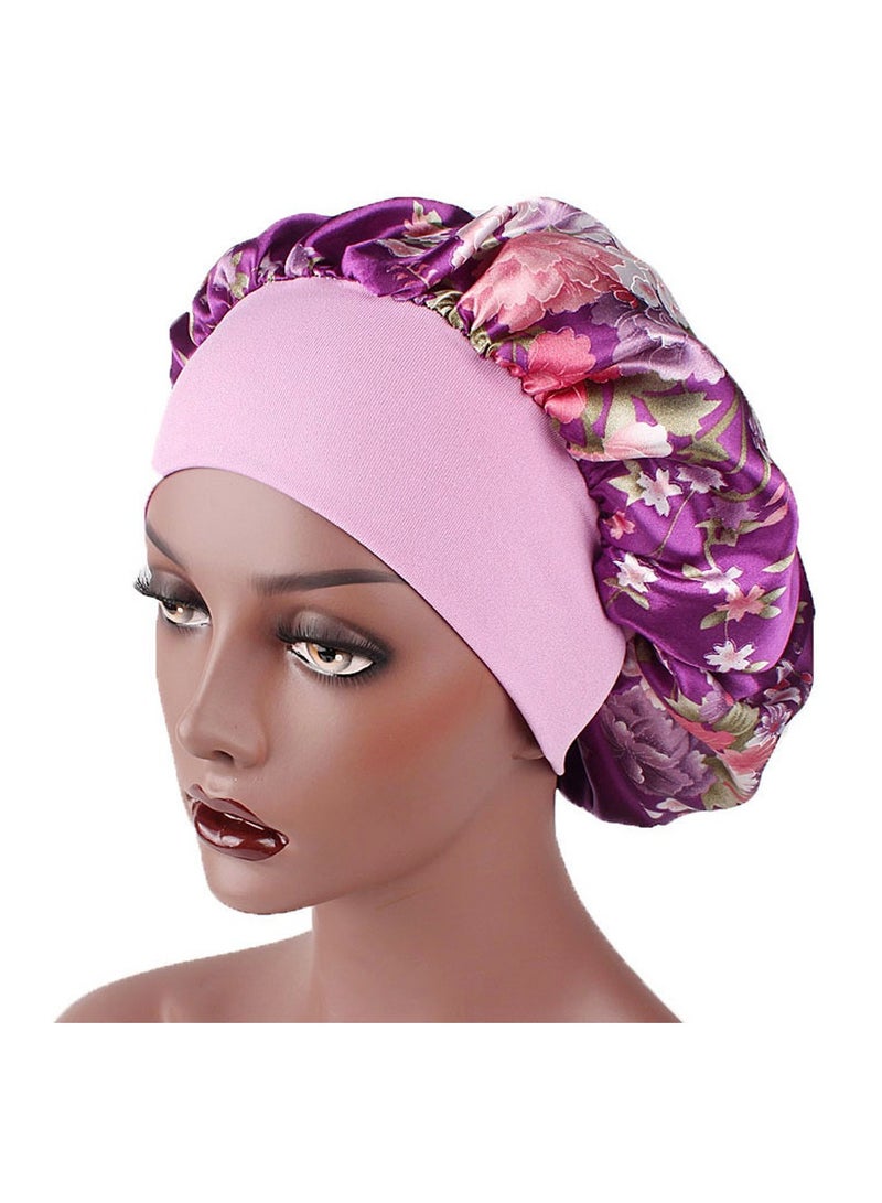 Wide Band Satin Cap Elastic Sleep Stain Bonnet Soft Night Sleeping Hat For Women - Image 3
