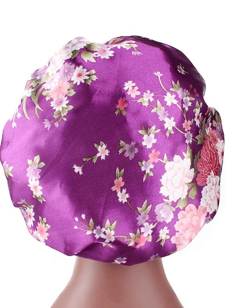 Wide Band Satin Cap Elastic Sleep Stain Bonnet Soft Night Sleeping Hat For Women - Image 1