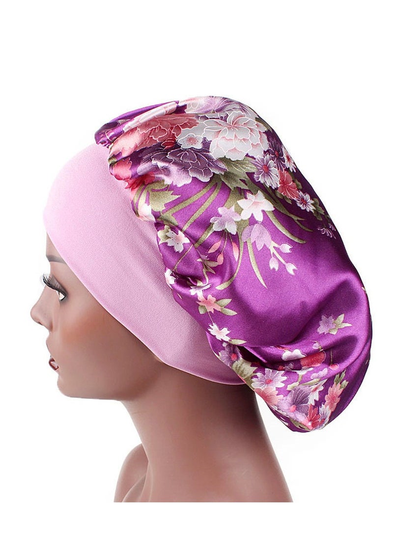 Wide Band Satin Cap Elastic Sleep Stain Bonnet Soft Night Sleeping Hat For Women - Image 4