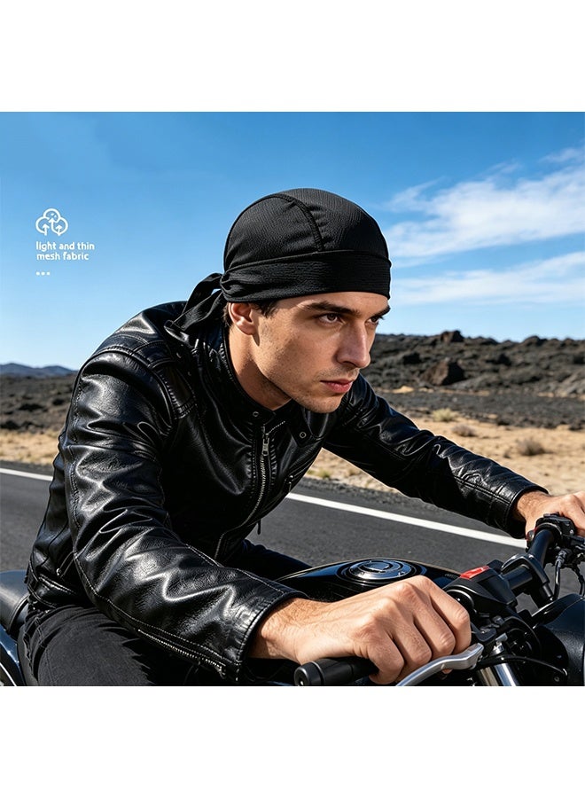 MXN 3 Pcs Quick Dry Mesh Head Wraps Cooling Beanie Caps - Sweat Wicking Beanie Skull Cap Pirate Hat Bandana Head Wrap Summer Caps, Tie Back Bandana Head Scarf for Cycling Running Motorcycle Gym Fishing Outdoor Activities - Image 4