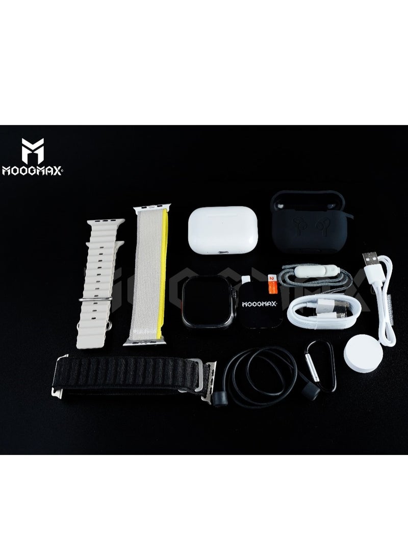MOOGMAX - The Smart bundle package 2-in-1, Ultra smart watch 49MM Titanium case, works with gestures, all sports modes, heart and sleep measurements, support for NFC. and TWS  Airbuds earphones 4 from Moogmax - Image 1
