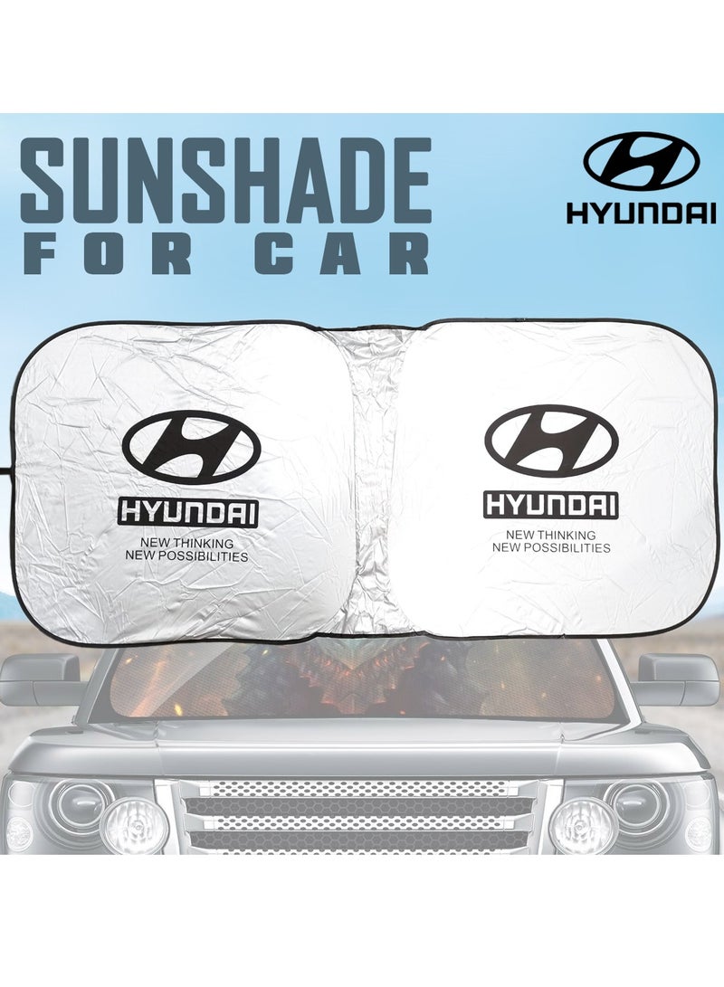 HYUNDAI Car Windshield Sunshade, Car Sunshade UV Rays and Heat Protector Sun Visor Foldable Keep Your Vehicle Cool Blocks UV Rays - Image 1
