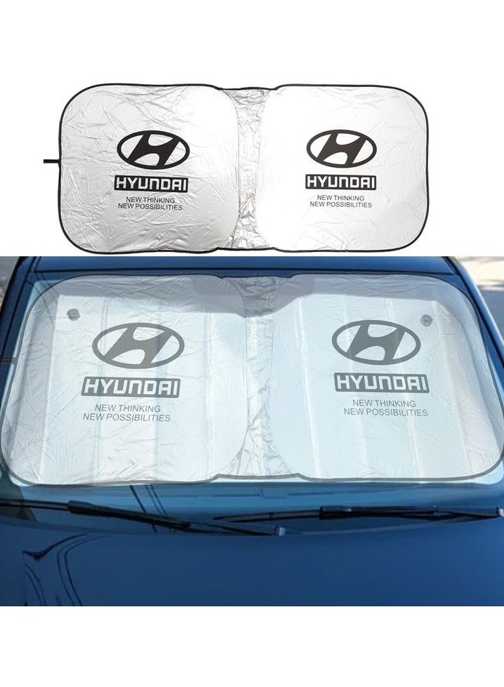 HYUNDAI Car Windshield Sunshade, Car Sunshade UV Rays and Heat Protector Sun Visor Foldable Keep Your Vehicle Cool Blocks UV Rays - Image 4