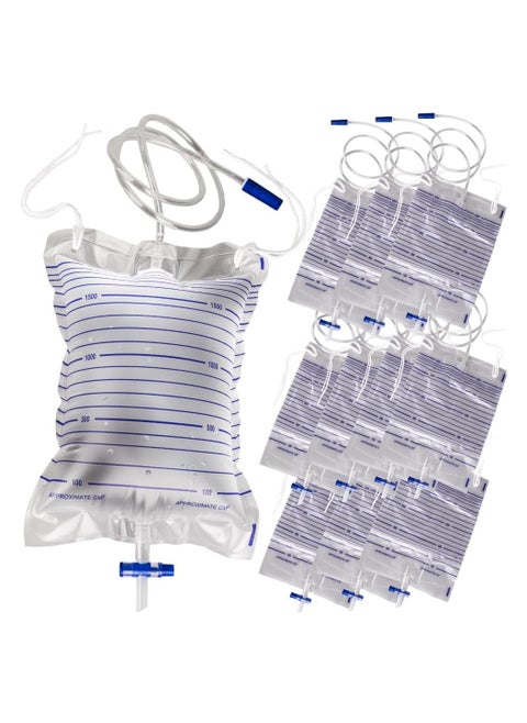 10 Pack of 2000mL Urinary Drainage Bags with Anti-Reflux Valve and Easy Drain Switch - Ideal for Home and Hospital Use, Health Aids for Effective Urine Management.