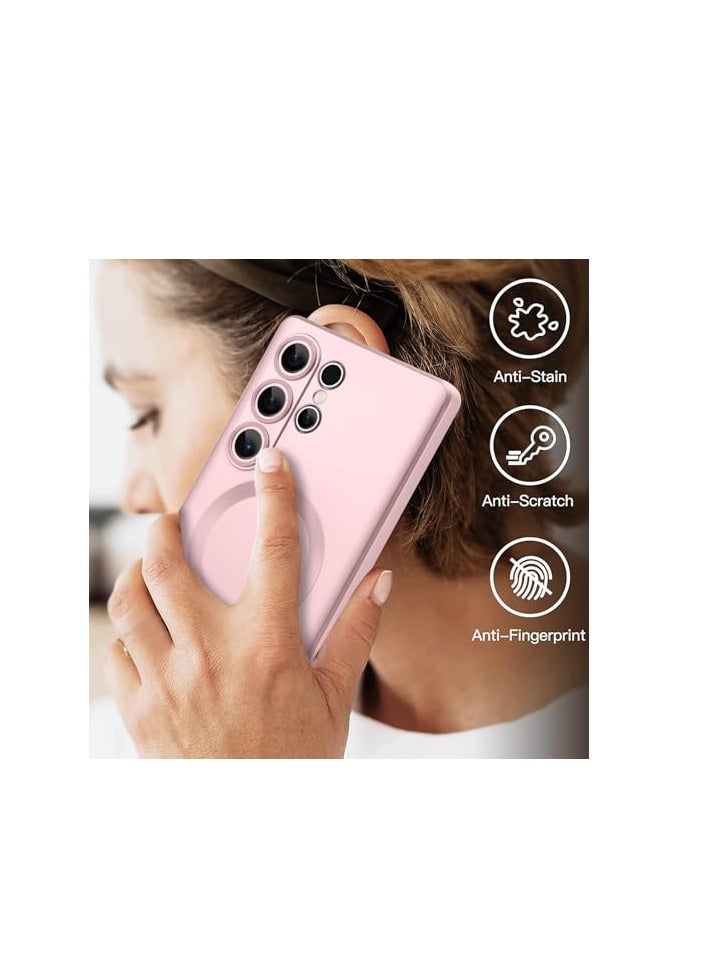 حافظة مغناطيسية لهاتف سامسونج جالاكسي اس 25 الترا  [متوافقة مع مج سيف] حافظة حماية للشحن اللاسلكي رفيعة لهاتف سامسونج جالاكسي اس 25 الترا مقاس 6.9 بوصة 2025، بينك - Image 2