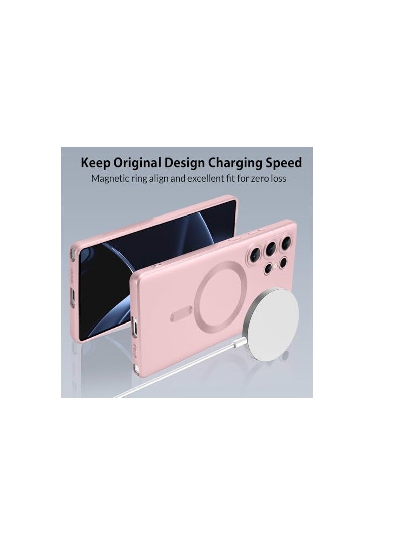 حافظة مغناطيسية لهاتف سامسونج جالاكسي اس 25 الترا  [متوافقة مع مج سيف] حافظة حماية للشحن اللاسلكي رفيعة لهاتف سامسونج جالاكسي اس 25 الترا مقاس 6.9 بوصة 2025، بينك - Image 3