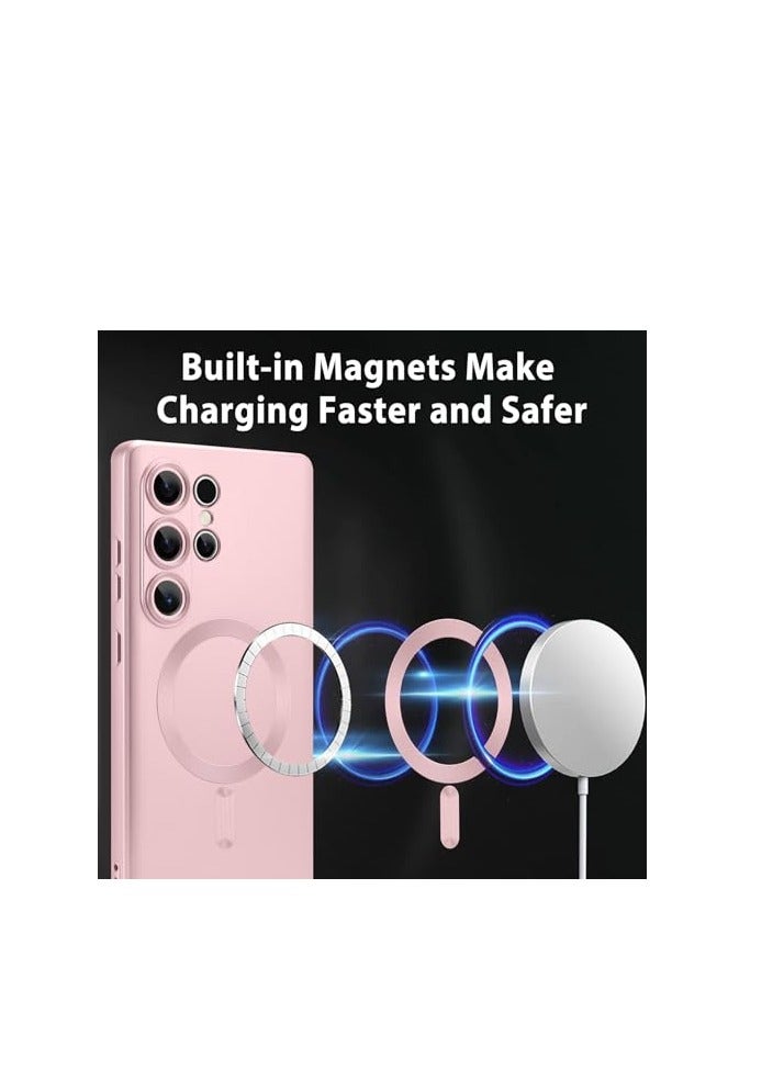 حافظة مغناطيسية لهاتف سامسونج جالاكسي اس 25 الترا  [متوافقة مع مج سيف] حافظة حماية للشحن اللاسلكي رفيعة لهاتف سامسونج جالاكسي اس 25 الترا مقاس 6.9 بوصة 2025، بينك - Image 4