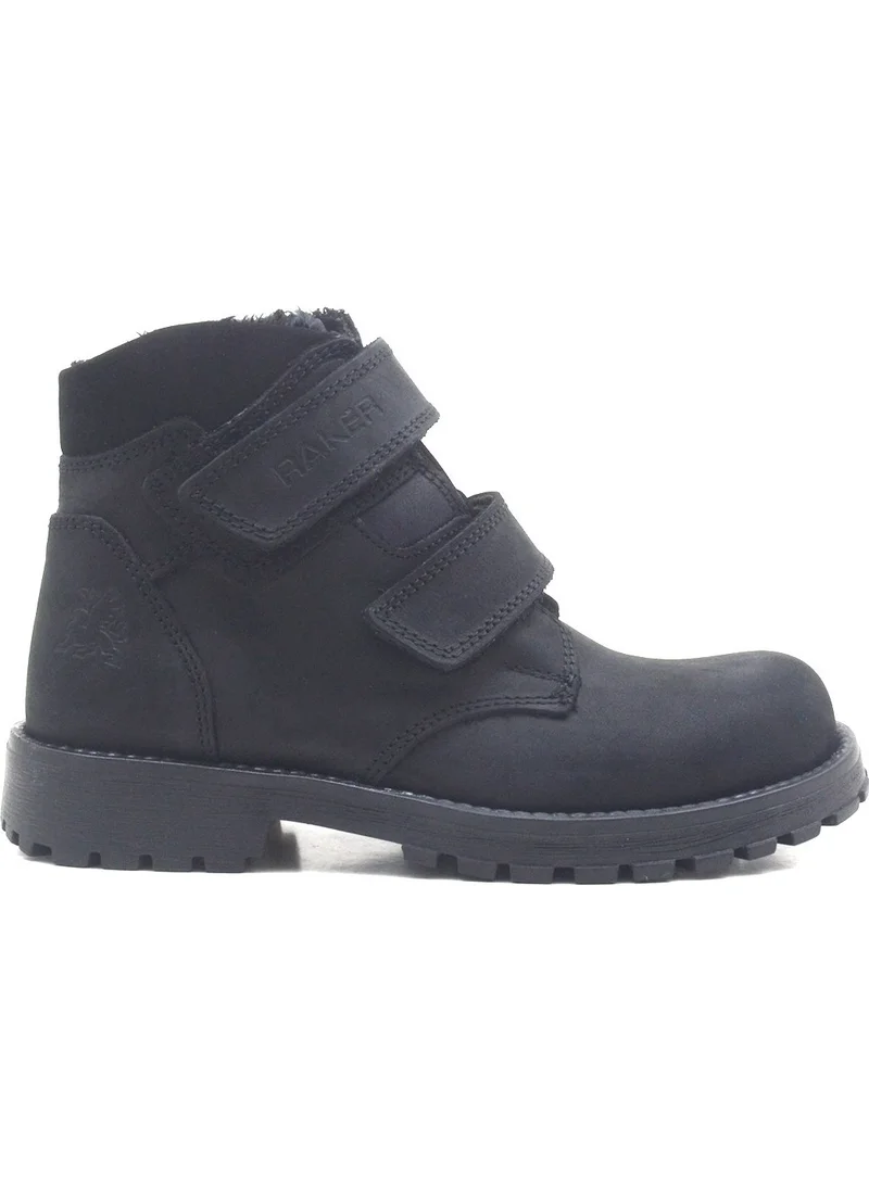 Raker Sentor Genuine Leather Black Sheepskin Velcro Boys Boots