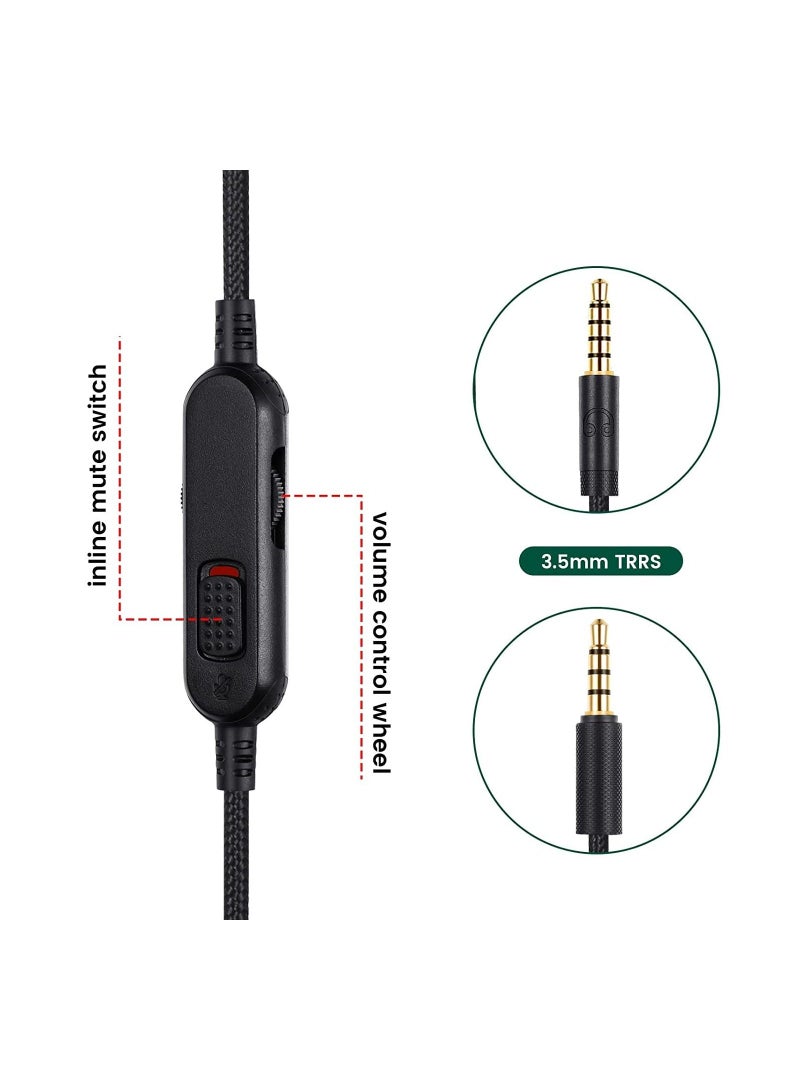 G Pro X Cord, Detachable Gaming Headset Cable Replacement for Logitech G Pro / G433 / G233, 3.5mm(1/8) Nylon Braided Wire with Inline Mute Switch and Volume Controller, 6ft Long  - Image 4