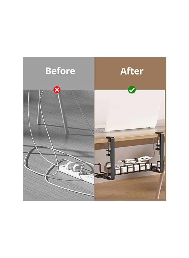 YARDHOBI Desk Cable Management Tray, YARDHOBI 15.74in No Need to Drill Holes Cord Management Rack with Wire Ties Super Sturdy Adjustable Metal Wire Cable Holder for Office, Home, Kitchens - Image 4