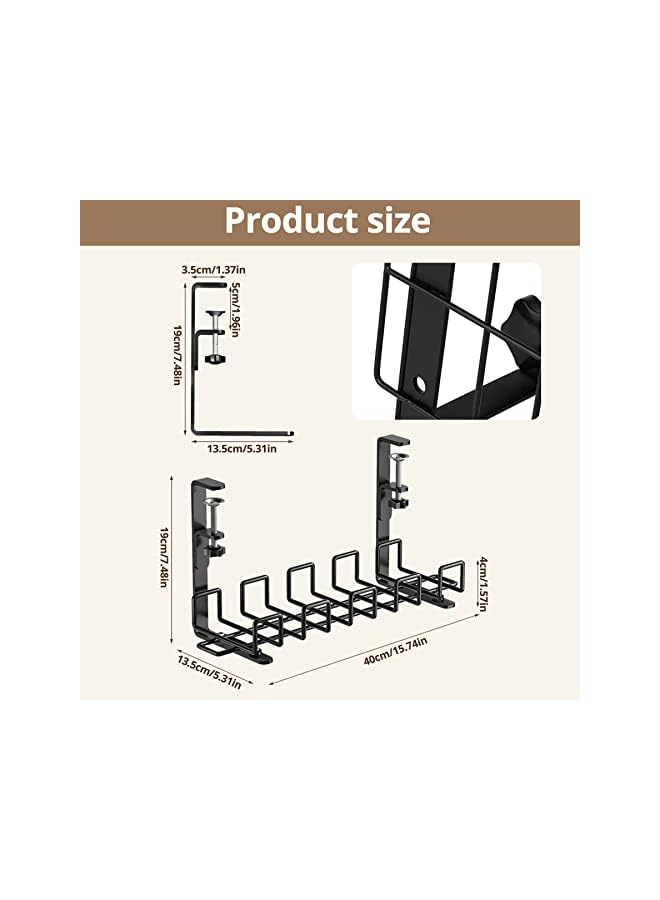 YARDHOBI Desk Cable Management Tray, YARDHOBI 15.74in No Need to Drill Holes Cord Management Rack with Wire Ties Super Sturdy Adjustable Metal Wire Cable Holder for Office, Home, Kitchens - Image 5