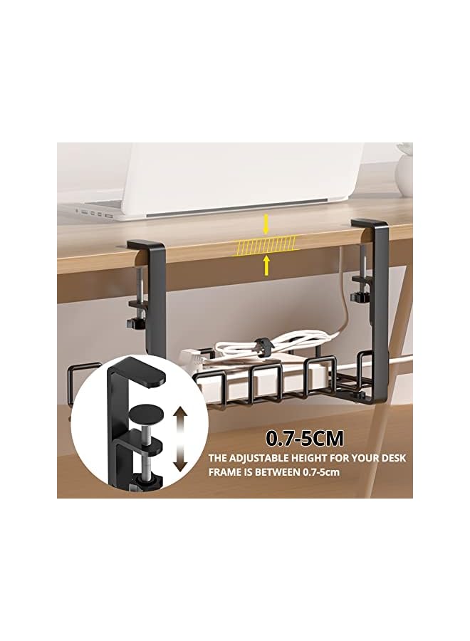 YARDHOBI Desk Cable Management Tray, YARDHOBI 15.74in No Need to Drill Holes Cord Management Rack with Wire Ties Super Sturdy Adjustable Metal Wire Cable Holder for Office, Home, Kitchens - Image 3