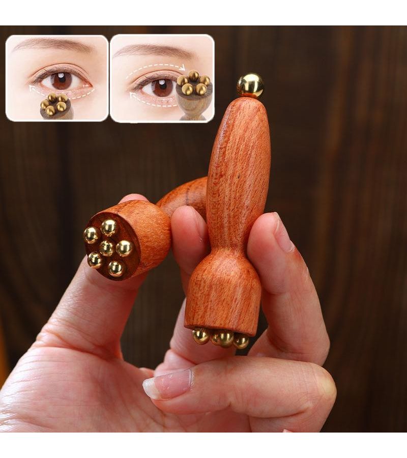 Professional Facial Gua Sha Tool 1pc Brass Rosewood Design For Eye Relaxation Acupoint Massage Lotus Seedpod Beauty - Image 1