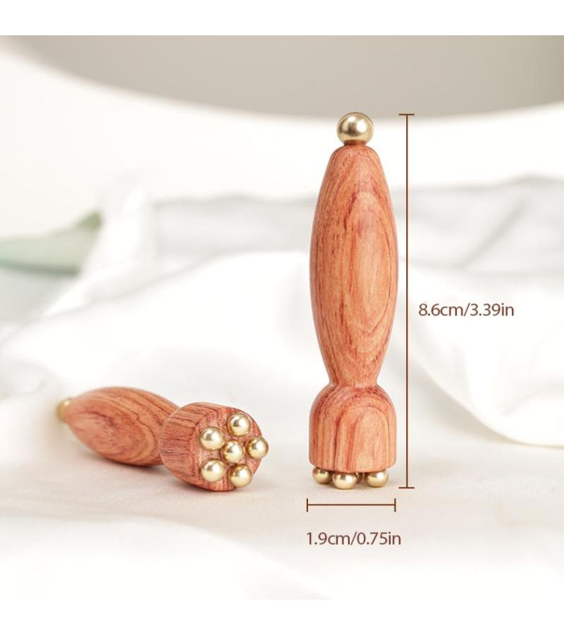 Professional Facial Gua Sha Tool 1pc Brass Rosewood Design For Eye Relaxation Acupoint Massage Lotus Seedpod Beauty - Image 2