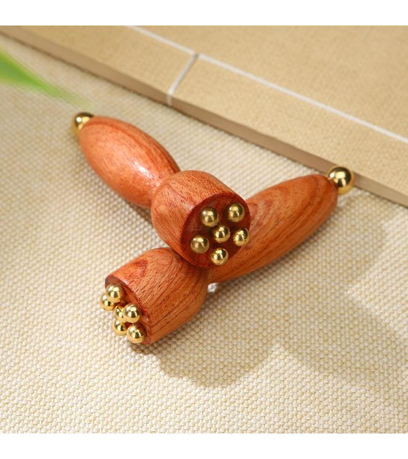 Professional Facial Gua Sha Tool 1pc Brass Rosewood Design For Eye Relaxation Acupoint Massage Lotus Seedpod Beauty - Image 3