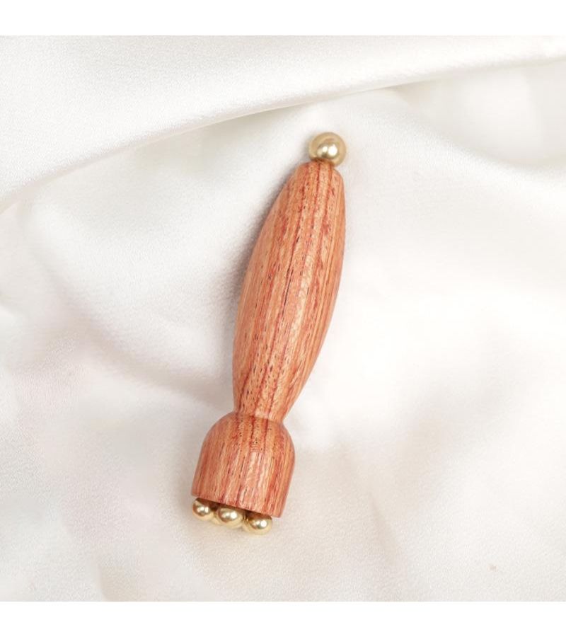 Professional Facial Gua Sha Tool 1pc Brass Rosewood Design For Eye Relaxation Acupoint Massage Lotus Seedpod Beauty - Image 5