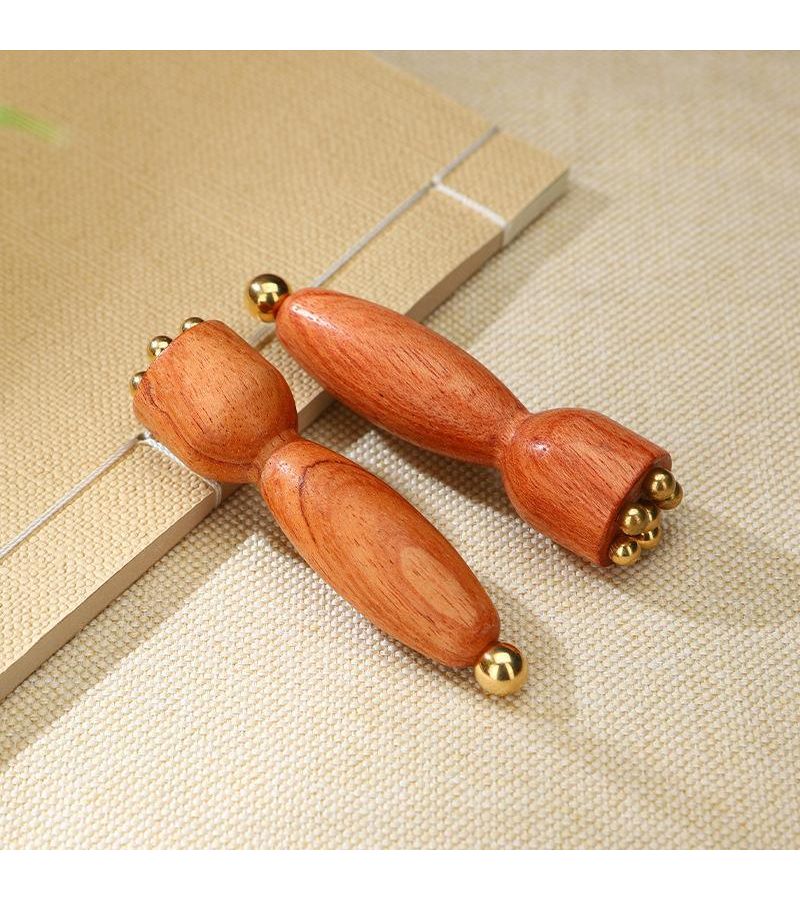 Professional Facial Gua Sha Tool 1pc Brass Rosewood Design For Eye Relaxation Acupoint Massage Lotus Seedpod Beauty - Image 4