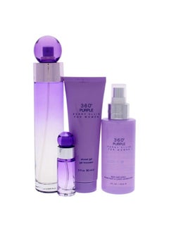 PERRY ELLIS 360 Purple Women 3.4Oz Edp Spray 7.5Ml Edp Mini Spray 4Oz Body Mist 3Oz Shower Gel 4 Pc Gift Set  - Image 3