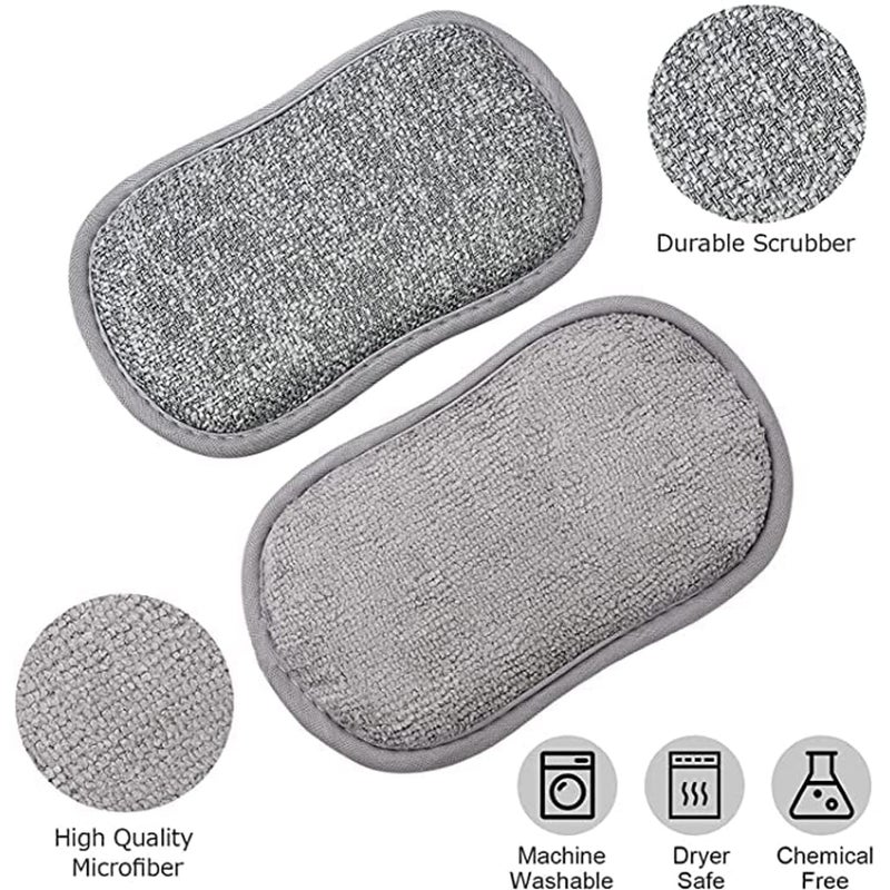 HEXONIQ HEXONIQ Scrub Foam Dual Action Sponge Scratch Proof Scrubber with Special Microfiber Scrub with Heavy Duty Scouring for All Utensils Type Dish Washing Heavy and Oily Stains Cleaning Pack of 2 - Image 3