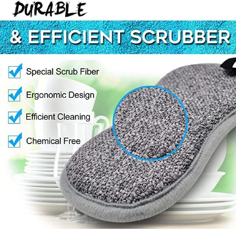 HEXONIQ HEXONIQ Scrub Foam Dual Action Sponge Scratch Proof Scrubber with Special Microfiber Scrub with Heavy Duty Scouring for All Utensils Type Dish Washing Heavy and Oily Stains Cleaning Pack of 2 - Image 2
