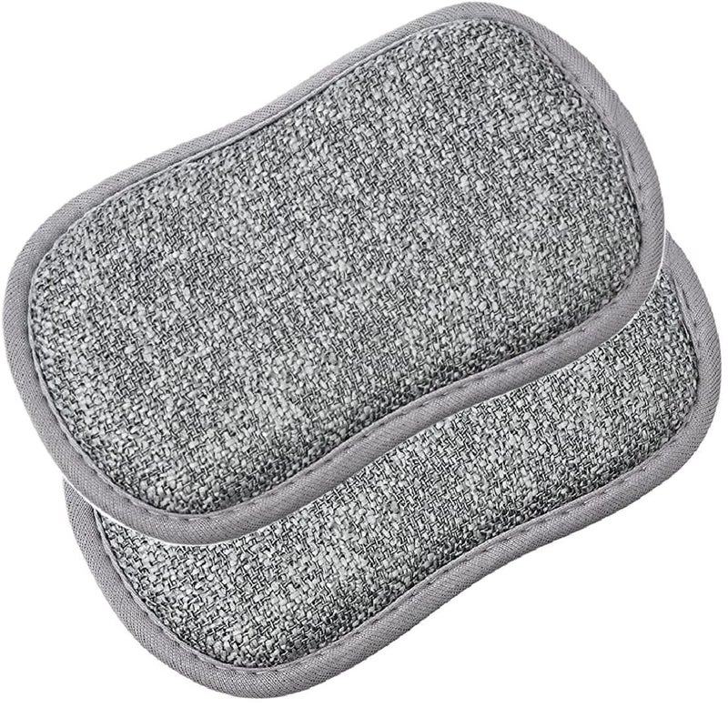 HEXONIQ HEXONIQ Scrub Foam Dual Action Sponge Scratch Proof Scrubber with Special Microfiber Scrub with Heavy Duty Scouring for All Utensils Type Dish Washing Heavy and Oily Stains Cleaning Pack of 2 - Image 1