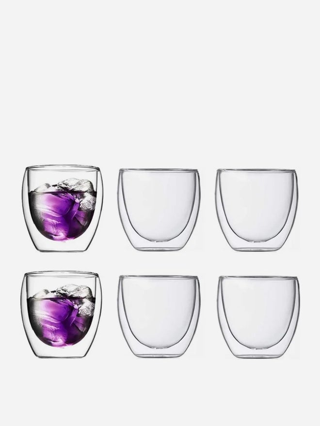 1CHASE Set of 6 - Double Wall Borosilicate Coffee Tea Cup, 80ml - Image 1