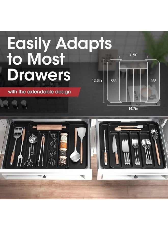 فنبلاست صينية أدوات مائدة بلاستيكية من فن بلاست لدرج المطبخ، صينية أدوات مائدة لسلة المطبخ المعيارية، صينية أدوات مائدة لدرج سلة مترادفة بطول 22 بوصة (أسود) - Image 2