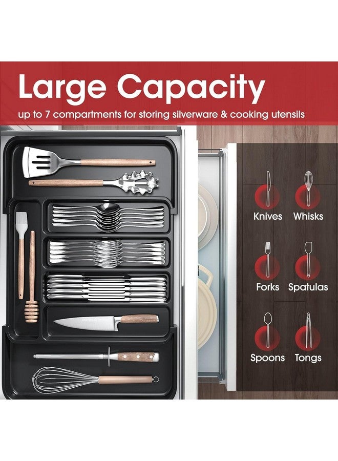 فنبلاست صينية أدوات مائدة بلاستيكية من فن بلاست لدرج المطبخ، صينية أدوات مائدة لسلة المطبخ المعيارية، صينية أدوات مائدة لدرج سلة مترادفة بطول 22 بوصة (أسود) - Image 5