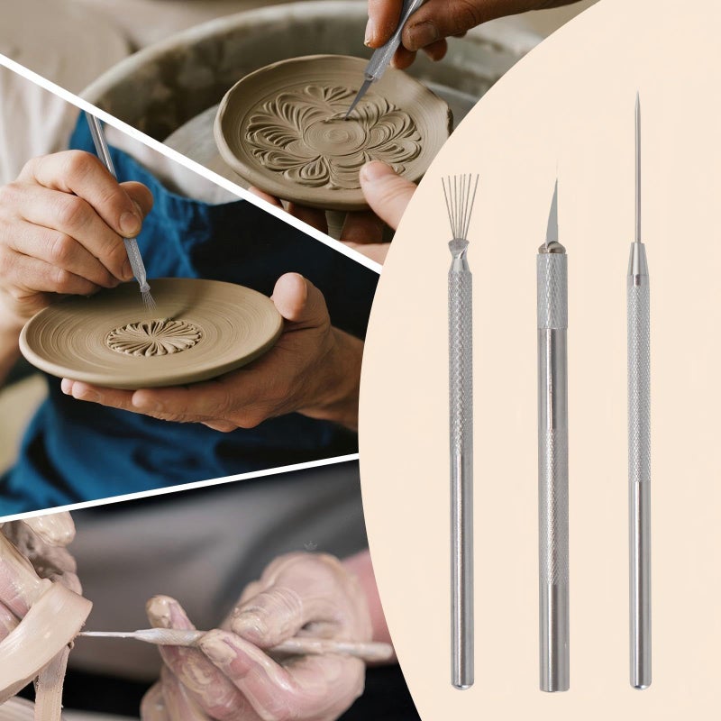 Wolwefa Basic Polymer Clay Tools, Clay Sculpting Tools Acrylic Roller Pin, Clear Rectangle Sheet Press Board, Double-Ended Pottery Carving Set for Beginner (26) - Image 2