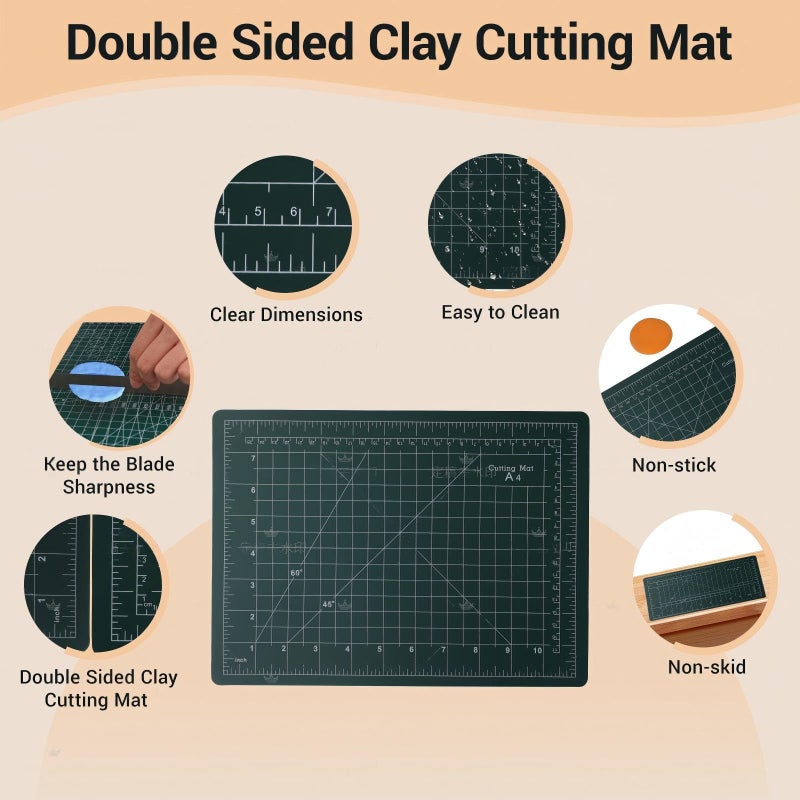 Wolwefa Basic Polymer Clay Tools, Clay Sculpting Tools Acrylic Roller Pin, Clear Rectangle Sheet Press Board, Double-Ended Pottery Carving Set for Beginner (26) - Image 5
