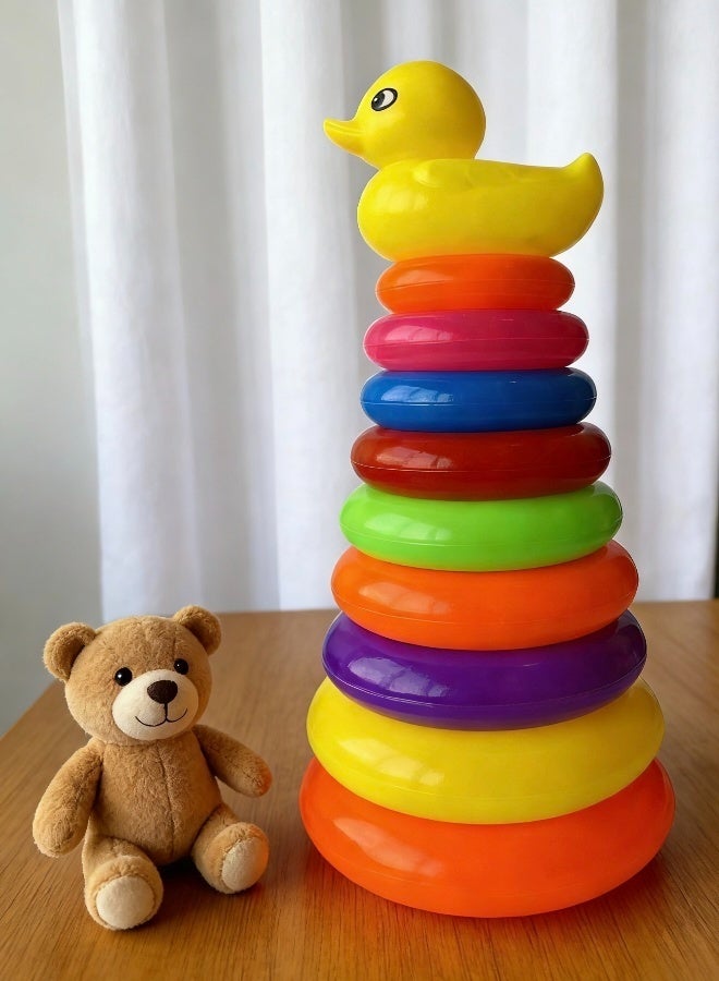 9 Layers of Multicolor Ring Toss Pillar Playset  Interactive Indoor Outdoor Game for Kids and Family Colorful Skill Building Toy with Rainbow Colors - Image 5