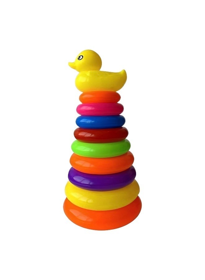 9 Layers of Multicolor Ring Toss Pillar Playset  Interactive Indoor Outdoor Game for Kids and Family Colorful Skill Building Toy with Rainbow Colors - Image 1