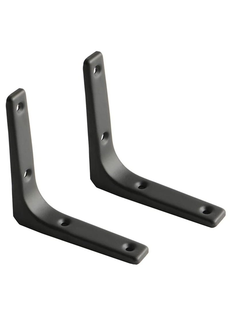 Generic 2 PCS Iron Wall Shelf Bracket, 4 x 4 Inch Heavy Duty Shelf Support Bracket Decorative Joint Angle Bracket, Matte Black  - Image 1