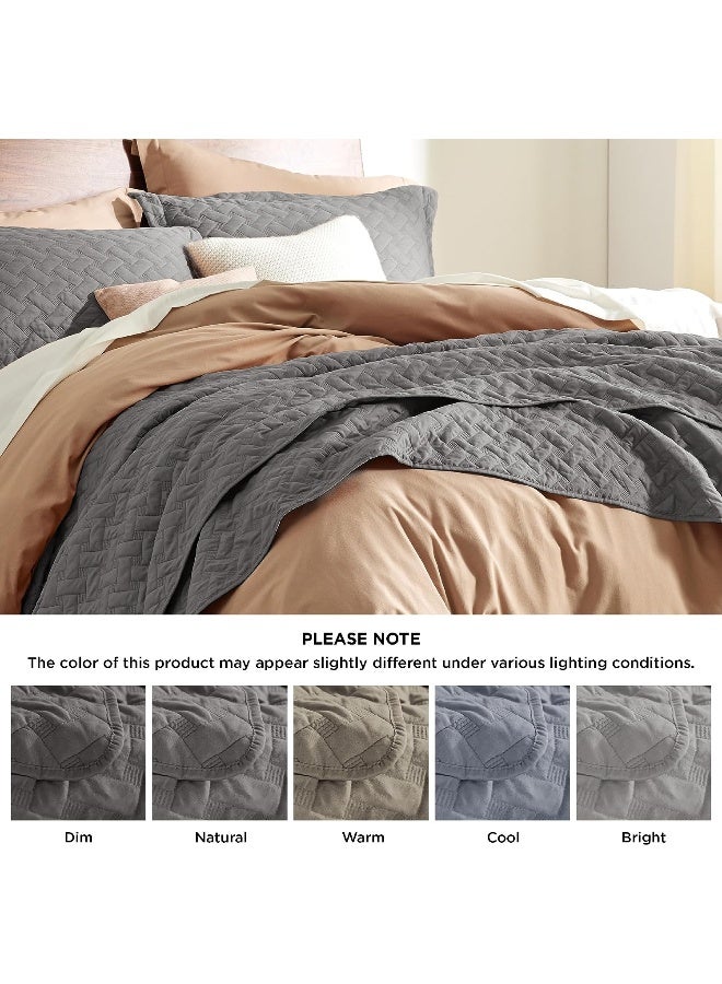 Bedsure Twin Extra Long Quilt Set - Lightweight Summer Quilt Twin/Twin Xl - Grey Bedspread Twin Size - Bedding Coverlet For All Seasons - Image 5