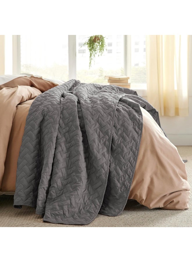 Bedsure Twin Extra Long Quilt Set - Lightweight Summer Quilt Twin/Twin Xl - Grey Bedspread Twin Size - Bedding Coverlet For All Seasons - Image 4