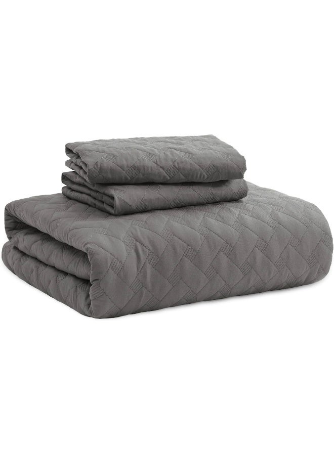 Bedsure Twin Extra Long Quilt Set - Lightweight Summer Quilt Twin/Twin Xl - Grey Bedspread Twin Size - Bedding Coverlet For All Seasons - Image 2