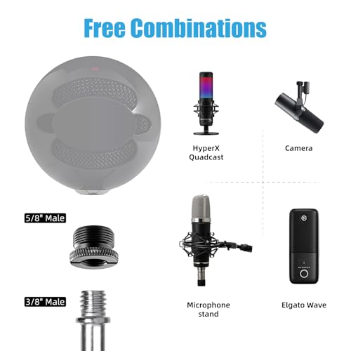 FOJOO 8 Pack Mic Stand Adapter 5/8 Female to 3/8 Male and 3/8 Female to 5/8 Male, 5/8 Female to 1/4 Male and 1/4 Female to 5/8 Male Screw Thread Adapter Mic for Microphone Stand Boom Arm Camera Tripod - Image 5