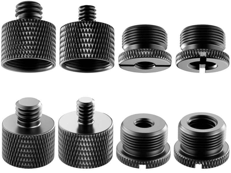 FOJOO 8 Pack Mic Stand Adapter 5/8 Female to 3/8 Male and 3/8 Female to 5/8 Male, 5/8 Female to 1/4 Male and 1/4 Female to 5/8 Male Screw Thread Adapter Mic for Microphone Stand Boom Arm Camera Tripod - Image 1