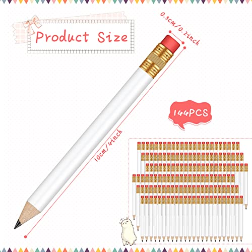 Outus 144 Pcs Mini Golf Pencils Bulk Half Pencils with Eraser 2 HB Pre Sharpened for Party Favors Office Supplies 4 InchWhite - Image 3