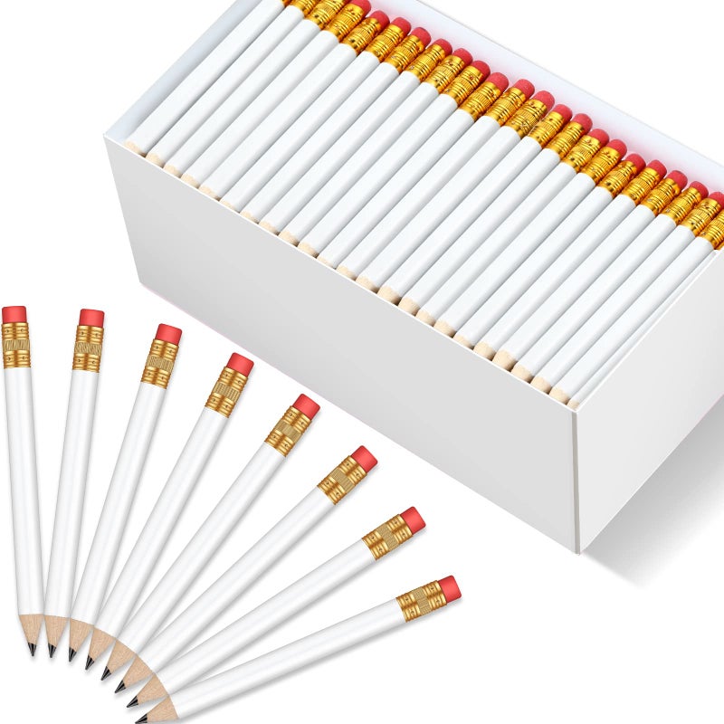 Outus 144 Pcs Mini Golf Pencils Bulk Half Pencils with Eraser 2 HB Pre Sharpened for Party Favors Office Supplies 4 InchWhite - Image 2