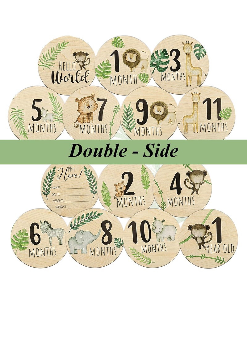 Gonice - 7pcs Milestone Cards, Milestone Discs, Double-Sided Carved Welcome Sign Suitable - Image 1