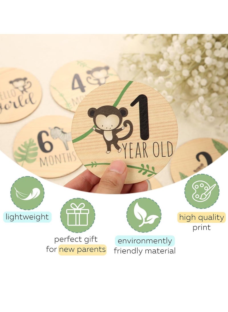 Gonice - 7pcs Milestone Cards, Milestone Discs, Double-Sided Carved Welcome Sign Suitable - Image 1