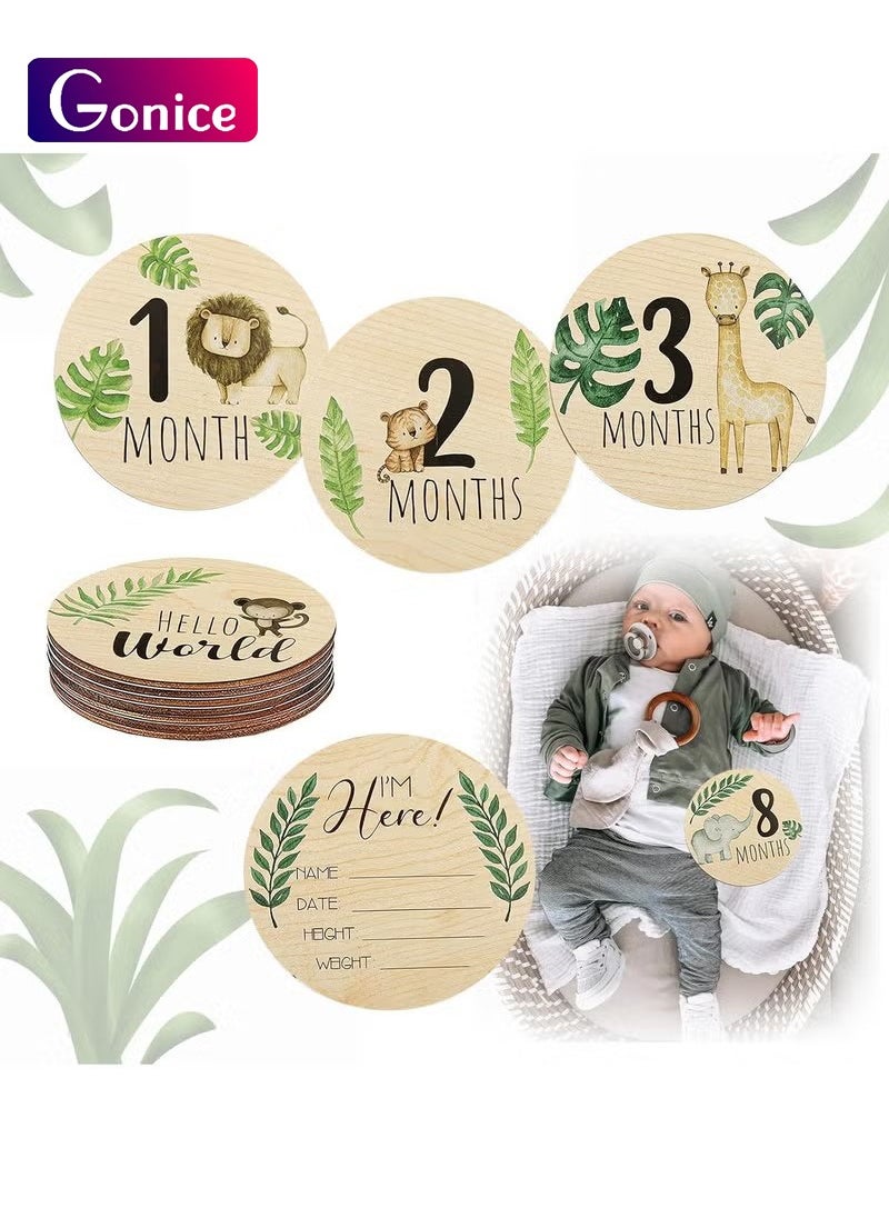 Gonice - 7pcs Milestone Cards, Milestone Discs, Double-Sided Carved Welcome Sign Suitable - Image 1