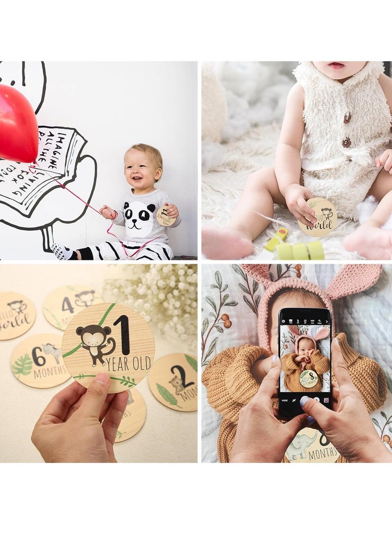 Gonice - 7pcs Milestone Cards, Milestone Discs, Double-Sided Carved Welcome Sign Suitable - Image 1