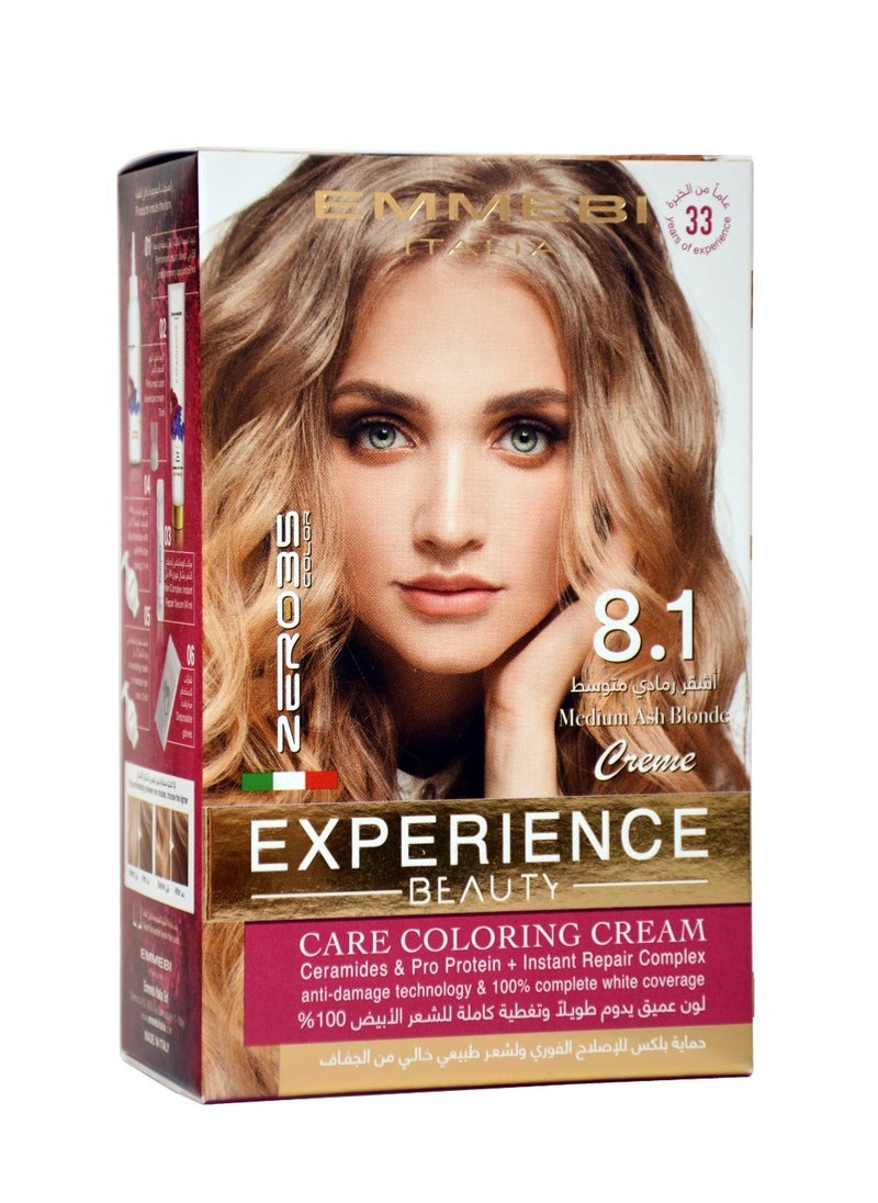 EMMEBI ITALIA Beauty Experience Care Coloring Cream Medium Ash Blonde 8.1 