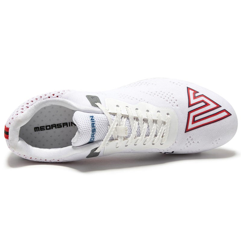 Medasain Track and Field Shoes for Men Women Kids Boys Girls Youth Spikes Professional Athletic Sprint Running Racing Shoes White - Image 4