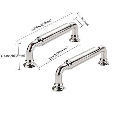 CABDM 10 Pack 3 Inch Hole Center Vibrant Polished Nickel Cabinet pulls HeavyDuty Solid Cabinet Handle Hardware Suitable for cabinets Dressers Kitchens and Bathroom cabinets - Image 3